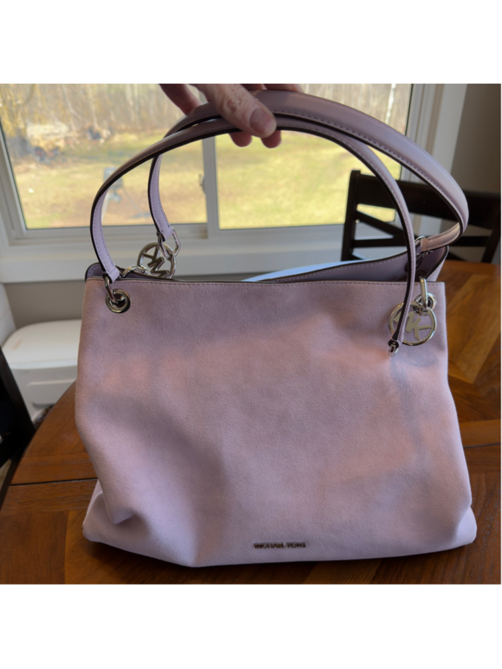 NWOT Women's Michael Kors Christina Large Shoulder Bag Suede LT Quartz SKU772 - Picture 4 of 12